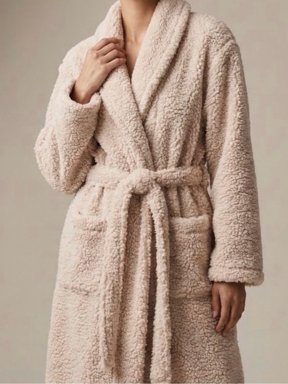Pottery Barn Cream Sherpa Wrap Robe
